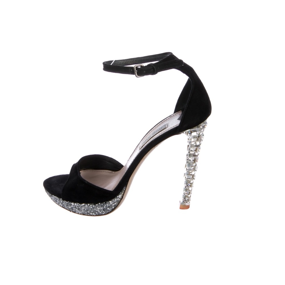 Miu Miu Suede Crystal Playform Sandals